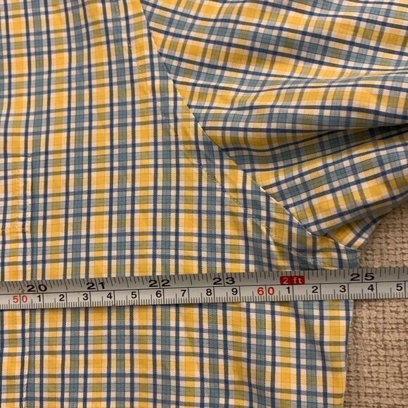 Peter Millar Cotton Long Sleeve Button Down Green Yellow Men’s Shirt Size L - Picture 10 of 11